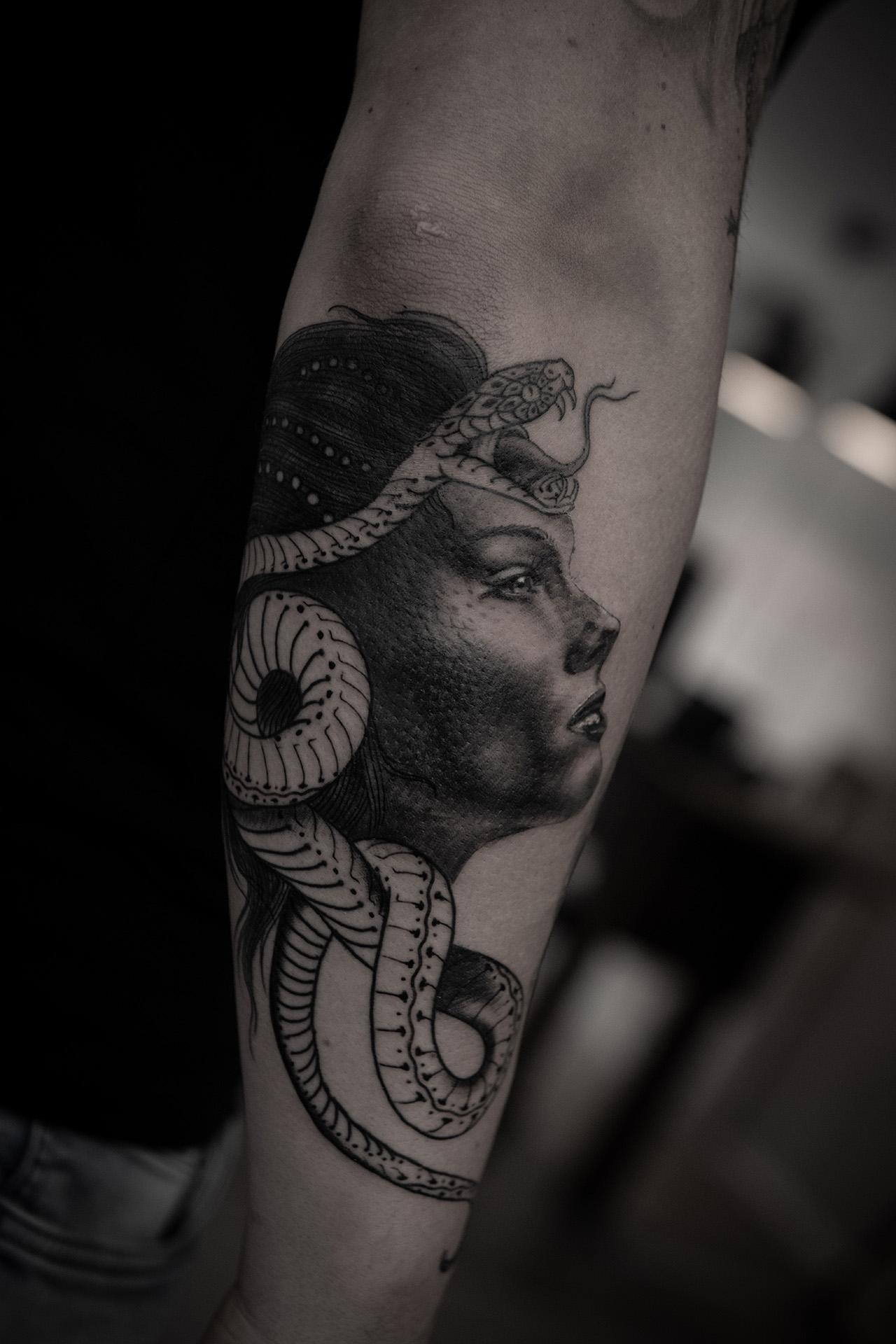 girl snake tattoo